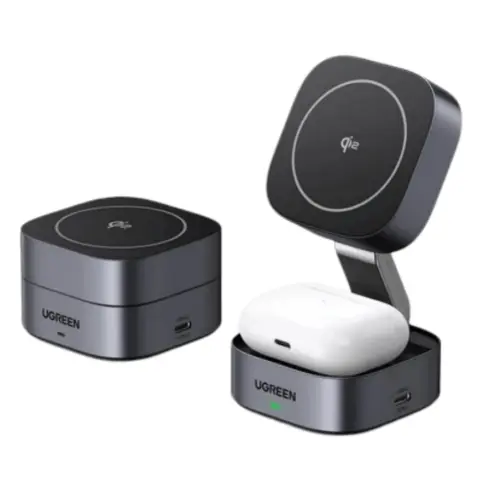 UGREEN W702 2 in 1 Vezeték nélküli töltőállvány 15W szürke