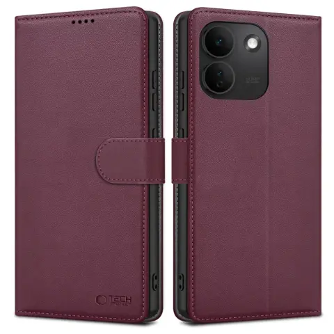 TECH-PROTECT Wallet oldalra nyíló tok Xiaomi Redmi Note 17 Pro Max bordó
