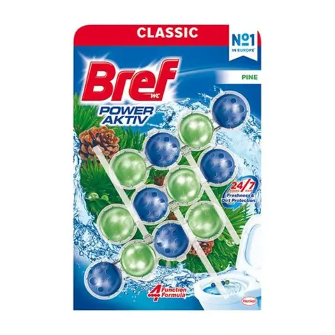 BREF WC Power Aktiv pine-scented freshener balls 3x50g