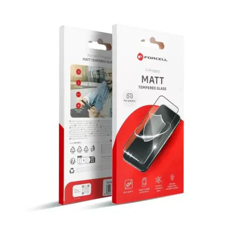 FORCELL Matt edzett üvegfólia iPhone 15 Plus fekete