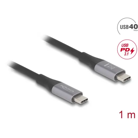 DELOCK USB 4.0 Type C Összekötő Fekete-Szürke 1m 81191