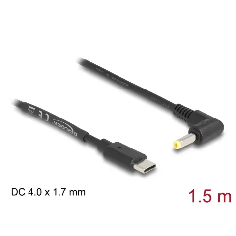DELOCK USB DC Jack Táp Fekete 1.5m 85665