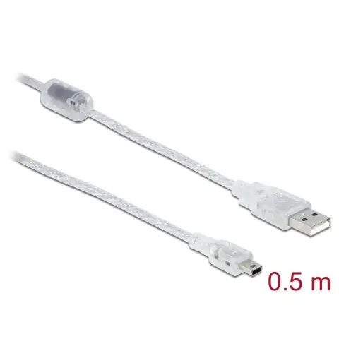 DELOCK USB Mini USB Átalakító Átlátszó 50cm 83904