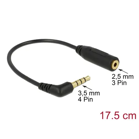 DELOCK Jack Átalakító Fekete 17cm 65673