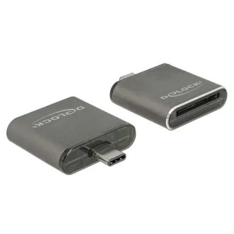 DELOCK USB Type-C csatlakozóval ellátott SDHC / SDXC UHS-II / MMC egy nyílású kártyaolvasó