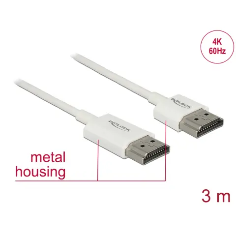 DELOCK HDMI Összekötő Fehér 3m 85138