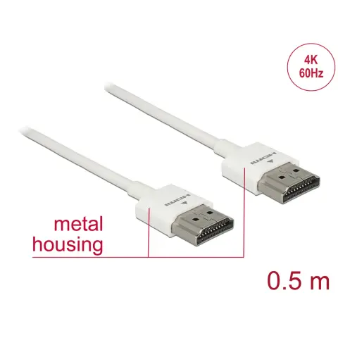 DELOCK HDMI Összekötő Fehér 50cm 85121