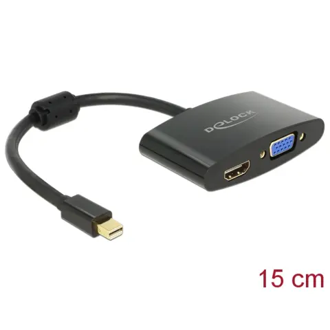 DELOCK Mini DisplayPort VGA/D-Sub + HDMI Átalakító Fekete 20cm 65553