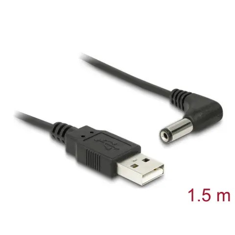 DELOCK USB DC Jack Tápkábel Fekete 1.5m 83578