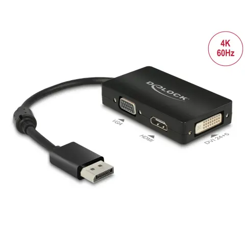 DELOCK DisplayPort VGA/D-Sub + HDMI + DVI-D Adapter Black 16cm 62656