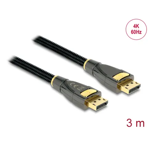 DELOCK DisplayPort 1.2/1.2a Összekötő Fekete 3m 82772