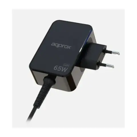 APPROX Mains charger USB-C 1.8m cable 65W black APPA65GAN