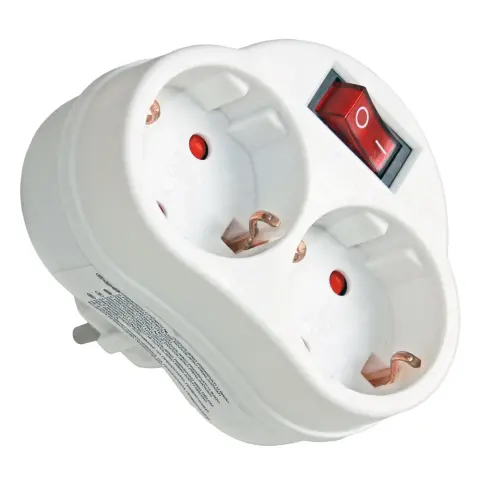 COMMEL Power socket splitter with switch 2 sockets 16A white 240-302