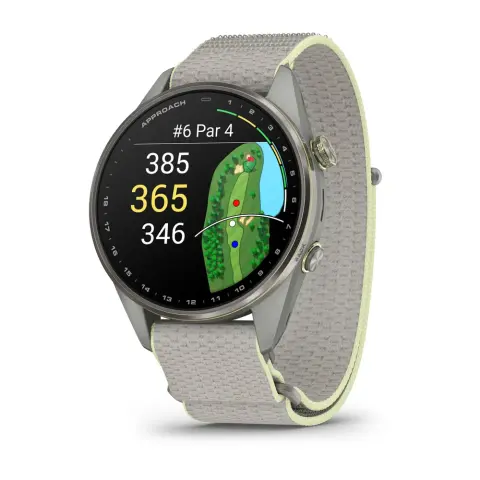 GARMIN Approach S72 47mm ezüst/citrom Titanium szövet szíj (ED XD) 010-04148-04