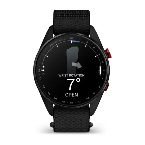 GARMIN Approach S72 47mm karbonszürke/piros DLC Titanium fekete ComfortFit szövet szíjjal (ED XD) 010-04148-02
