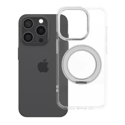 BASEUS Frame Circle Stand mágneses tok iPhone 13 Pro átlátszó-fehér