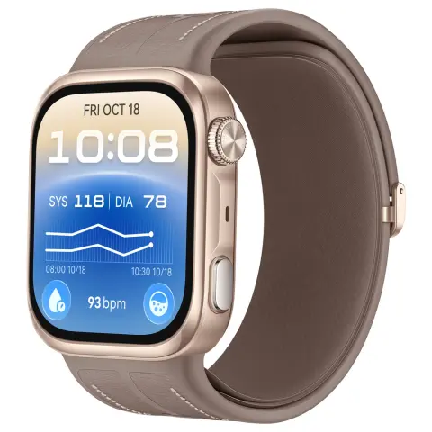 HUAWEI Watch D3 arany alumíniumötvözet tok kompozit bőrszíj homok 55020KBT