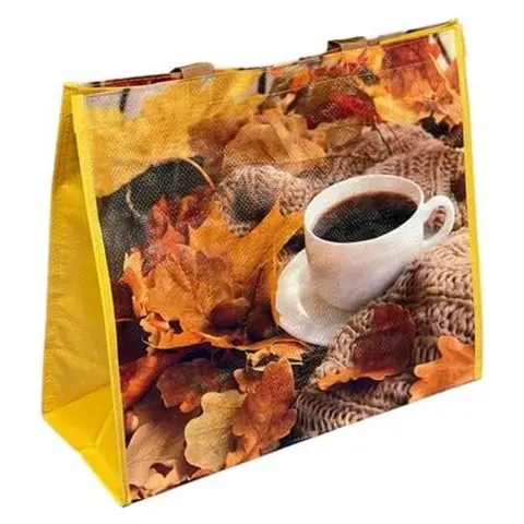 woven plastic case 43x19x38cm coffee and falevél