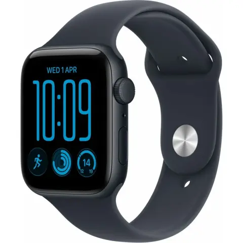 APPLE Watch SE 3 GPS 44mm midnight black aluminum case navy blue sport strap M/L mjl94zr/a