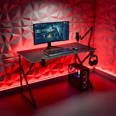 BEWELLO Gamer asztal RGB LED 120 x 60 x 75 cm fekete BMD1127BK